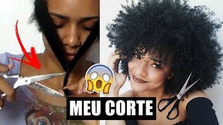 COMO CORTAR CABELO CRESPO EM CASA  CORTE EM CAMADAS E FRANJA [upl. by Dracir]