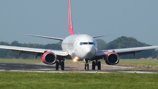 AlbaStar B737800 Landing at Norwich Airport  ECNGC [upl. by Lleumas]