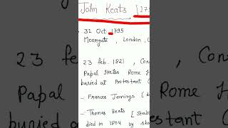 John Keats 🪜🪜✨✨🤩☀️☀️🎒 [upl. by Camarata]