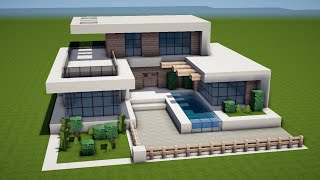 MODERNES HAUS mit POOL in MINECRAFT bauen TUTORIAL HAUS 220 [upl. by Tonina721]