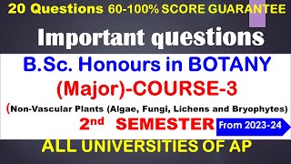 Important questions BSc Honours in BOTANY Major NonVascular Plants  2nd SEMESTER  HSR Bio [upl. by Ynaiffit540]