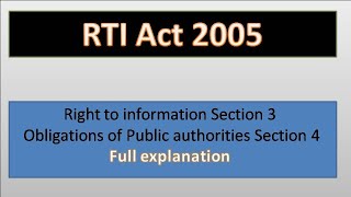 RTI Act 2005 chapter Section 3 and Section 4 [upl. by Mikeb]