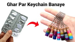 How to make Keychain from waste materials Homemade glass keychainDIY gift Keychainbts Keychain [upl. by Charmaine948]