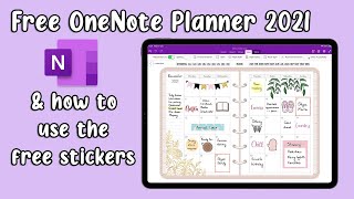 Free OneNote Digital Planner 2021 amp OneNote Stickers [upl. by Kirt526]