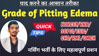 Grades of pitting Edema  याद करने की ट्रिक  Most Important Points Nursing NORCET RRB Edema [upl. by Waverley]