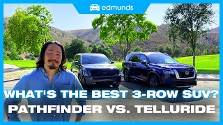 Nissan Pathfinder vs Kia Telluride  Midsize 3Row SUV Comparison  Price Interior Towing amp More [upl. by Relyhs]