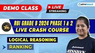 RBI Grade B 2024 Phase 1  Reasoning  Crash Course  Ranking [upl. by Shaylynn]