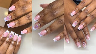 How To Do An Acrylic Overlay On Natural Nails  Chrome French Tip Nails [upl. by Kinny]