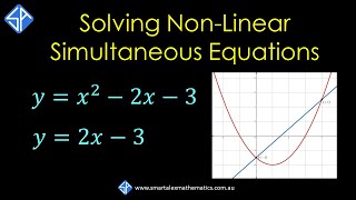 Solving NonLinear Simultaneous Equations Line and Parabola [upl. by Donald]