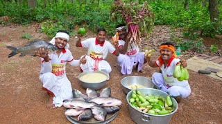 Bengali famous Sukto recipe Sorshe Katla cooking for village people  villfood Kitchen [upl. by Ahsenyt]