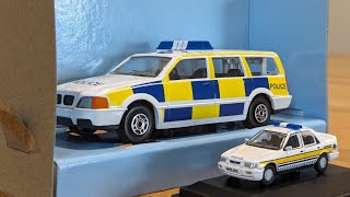 Corgi amp Oxford Diecast police cars Volvo Estates rover 800 and Ford Sierra Sapphire [upl. by Yesrod]