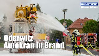 Autokran in Brand  Feuerwehreinsatz in Oderwitz [upl. by Fiertz455]