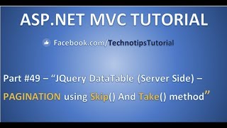 Part 49 Pagination using Skip and Take method  JQuery DataTable Server side [upl. by Anaujait]