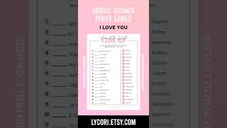 Bridal Shower Games I love you around the world Printable Games Party Games bridalshower shorts [upl. by Yor]