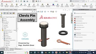 Design and assembly of clevis pin in solidworks  How to make assembly in part mode solidworks [upl. by Groos]