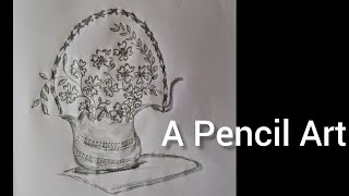 A Pencil Art  Drawing a Flower Vase [upl. by Anival675]