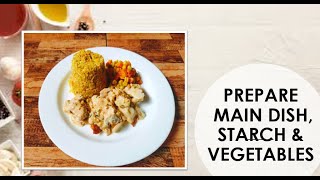 Prepare Main Dish Starch amp Vegetables Creamy Chicken Fried Rice and mixed vegetables [upl. by Nomead627]