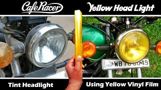 Tint Headlight Yellow With Vinyl Overlay  DIY Yellow Cafe Racer Headlight [upl. by Eilama595]