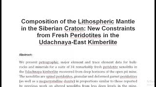 Composition of the Lithospheric Mantle in the Siberian Craton New Constraints from Fresh Peridotites [upl. by Divine834]