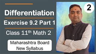 Differentiation Exercise 92 Part 1 Class 11th Math 2 Maharashtra Board New Syllabus [upl. by Sorel]