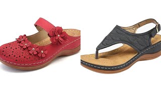 TOP 50 ATTRACTIVE AMAZING TRENDY HEEL SLIPPERS SANDLAS WEDGES CHAPPAL DESIGN [upl. by Anselmo]