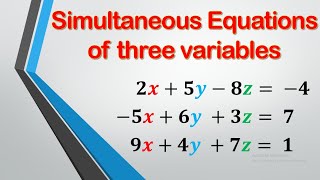 Simultaneous Equations of 3 Variables [upl. by Annaitsirk]