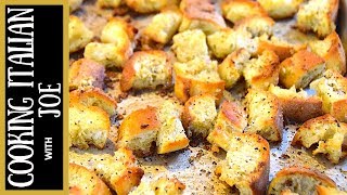 Homemade Garlic Croutons  Cooking Italian with Joe [upl. by Noivert]