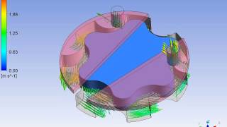 内接ギヤポンプの解析事例 流速ベクトルアニメーション [upl. by Aetnahs]
