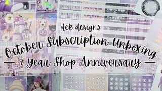 October Subscription Unboxing 9 Year Sticker Shop Anniversary Planner amp Journal Stickers [upl. by Valentino]