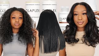 AT HOME SILK PRESS ROUTINE AND TRYING OLAPLEX ON 4B HEAT TRAINED HAIR  CURLING TUTORIAL [upl. by Steward]