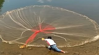 Most Satisfying Cast Net Fishing Video Catch Tons of Fish  Traditional Net Catch Fishing on River [upl. by Walford303]