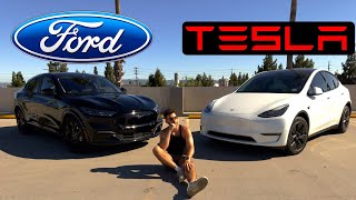 2024 Tesla Model Y vs Mustang MachE  The Shocking Truth Exposed [upl. by Estrin]