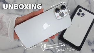 UNBOXING IPHONE 13 PRO MAX 256GB  ACCESSORIES🎀Special SILVER Edition [upl. by Meerek]