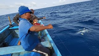 fishing for yellowfin tuna fish catching skills handline fishing video amazing fishing [upl. by Miarfe]