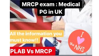 Mrcp exam  PG in UK after Mbbs 🇬🇧  PLAB vs MRCP [upl. by Leina]