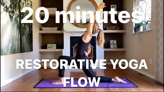 20 minutes restorative yoga flow for everyone Relaxing flow to reset your nerve system [upl. by Ilyssa]