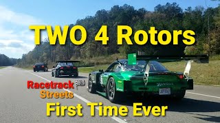 TWO 4 Rotor RX7s Together  Drive to the racetrack Ride Along in Defined Autoworks RX7 4 rotors USA [upl. by Dianne]