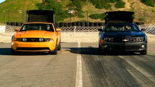 2011 Chevrolet Camaro SS Convertible vs 2011 Ford Mustang GT Convertible [upl. by Deelaw136]