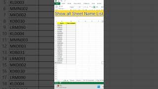 Show All Sheet Names in Excel with Just One Click excel [upl. by Areehs256]