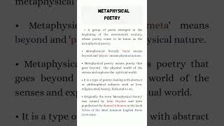 Metaphysical Poetry  English Literature  Short notes  shorts youtubeshorts [upl. by Jecon]