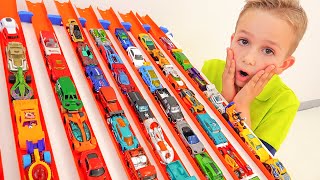 Niki play with Hot Wheels cars and playsets  Collection video with Toy cars [upl. by Uase]