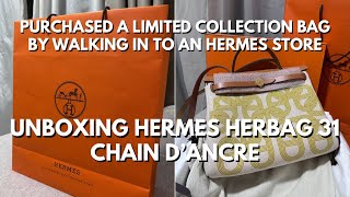 Herbag 31 Chaine d’Ancre Limited Collection purchased by walking in at an Hermes store  Unboxing [upl. by Kachine439]