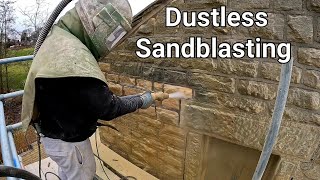 Dustless SandBlasting old stone to match new extension [upl. by Merdith]