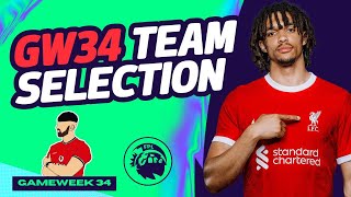 FPL DOUBLE GW34 TEAM SELECTION  FREE HIT ACTIVE  72K OVERALL  Fantasy Premier League 202324 [upl. by Adnilemreh]