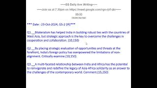 23Oct2024  GS2  West Asia NAM Africa [upl. by Monahon]