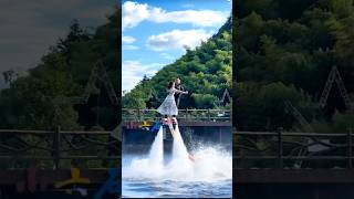 Dancing on the water 💦 Enjoy the feelings of flying 😇 crazy girl shorts fly flying flyboard sky [upl. by Witty]