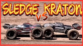 Traxxas Sledge VS Arrma Kraton EXB RTR On the TRACK [upl. by Oiramaj]