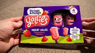 Unboxing Strings amp Things Yollies  Strawberry Flavored Yogurt Lollies Revealed 🍓🍦asmr [upl. by Steddman]