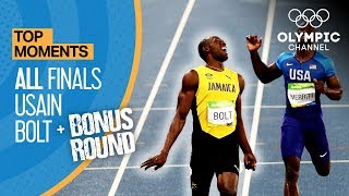 Usain Bolt  ALL Olympic finals  Bonus round  Top Moments [upl. by Aros756]