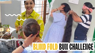 Blind Fold Bun Challenge  Couple Challenge  Pahadi Rapunzel [upl. by Medin749]